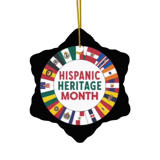 Hispanic Heritage Circle Unity of Flags Ceramic Ornaments