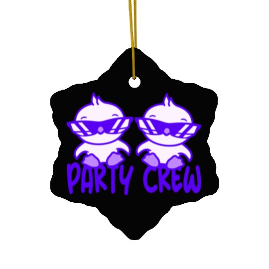 2 Duck Chick Birds Party Animals Crew Team Friends Ceramic Ornaments