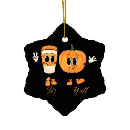 Retro It's Fall Y'all - Pumpkin Spice Latte Ceramic Ornaments