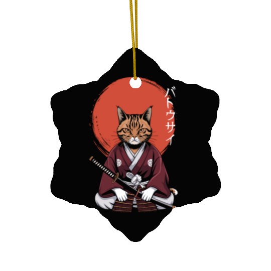 Neko Battousai Samurai Cat Classic Ceramic Ornaments