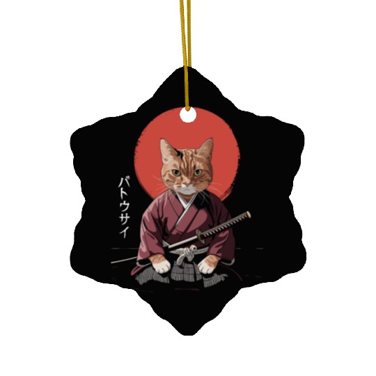 Neko Battousai Samurai Cat Classic Ceramic Ornaments