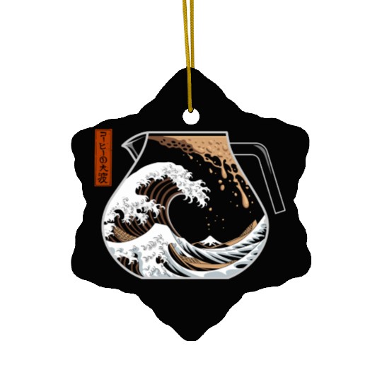 The Great Wave of Coffee Artistic Caffeine Lover Ceramic Ornaments
