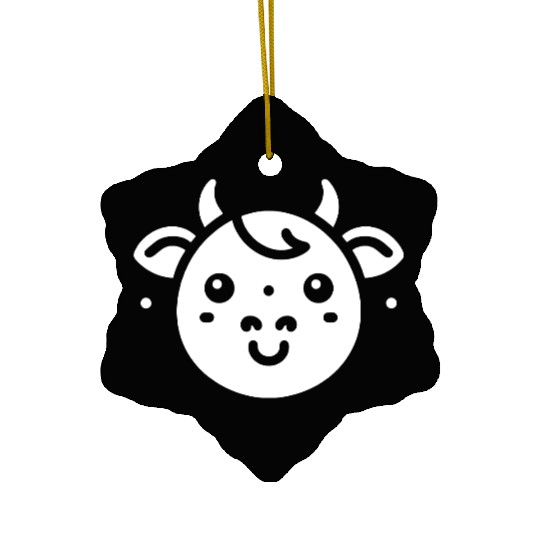 Cow face cute cows vector farm animal art path8 Ceramic Ornaments