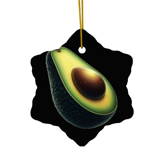 Avocado food art vegan design Ceramic Ornaments