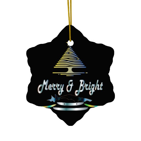 ' Christmas and merry bright 'typography design Ceramic Ornaments