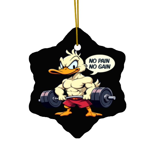 Buff Duck No Pain No Gain Gym Workout Cartoon Ceramic Ornaments