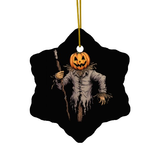 Spooky Halloween Scarecrow Ceramic Ornaments
