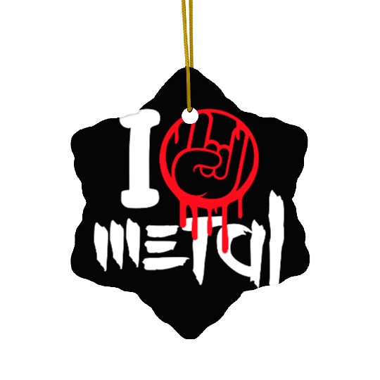 I Love Heavy Metal Hard Rock Music Graffiti Heart Ceramic Ornaments