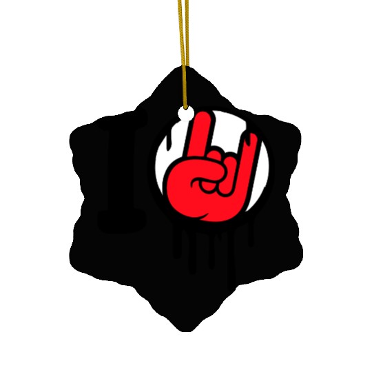 I Love Heavy Metal Hard Rock Music Graffiti Heart Ceramic Ornaments