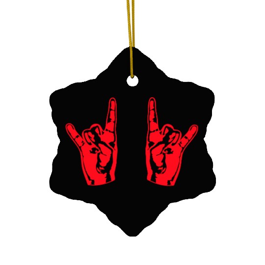 Two heavy metal hard rock horn finger hand gesture Ceramic Ornaments