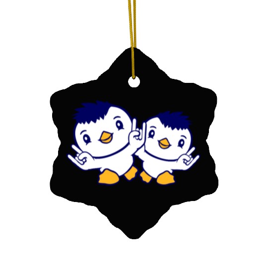 Heavy Metal Duck Bird Team Chick Rock Hand Gesture Ceramic Ornaments