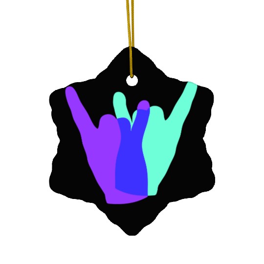 Two heavy metal hard rock horn finger hand gesture Ceramic Ornaments