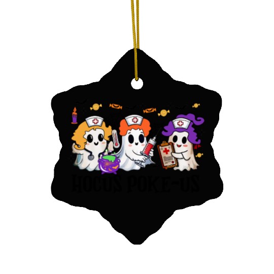 Hocus Poke us Witch Nurse Halloween Ceramic Ornaments