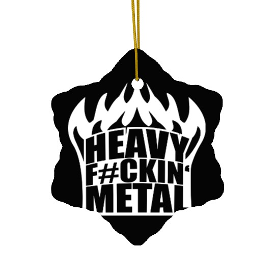 Heavy F#ckin' Metal Hard Rock Fun Music Text Quote Ceramic Ornaments