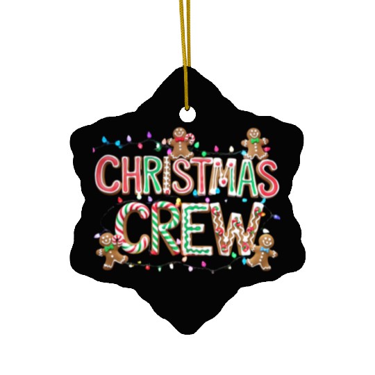 Gingerbread and Candy Christmas Crew with Lights Ceramic Ornaments