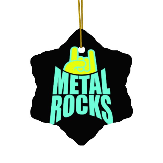 Heavy Metal Rocks Hard Rock Music Text Quote Logo Ceramic Ornaments