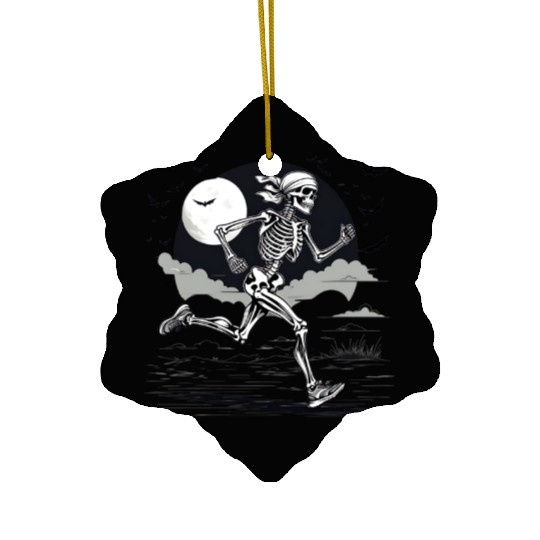 Midnight Marathon: Skeleton's Sprint Ceramic Ornaments