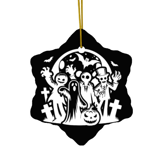 Fun Halloween Kids Pumpkin Party With Zombie Ceramic Ornaments