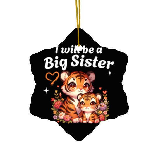 I'm Going To Be A Big Sister Cute Tiger Ceramic Ornaments