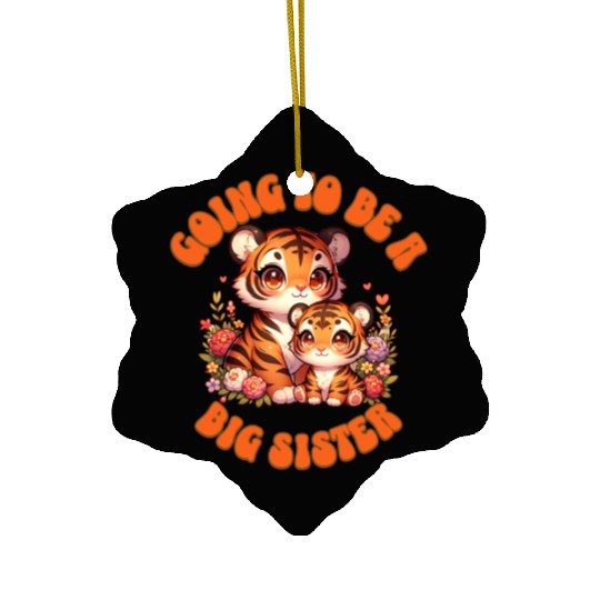 Become A Big Sister Sweet Tiger Ceramic Ornaments