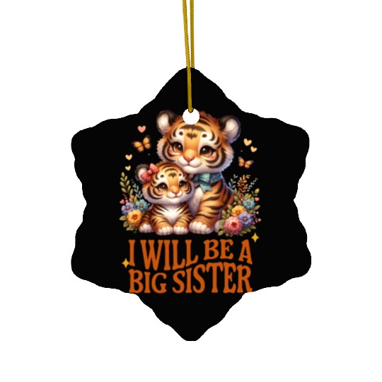 I'm Going To Be A Big Sister Cute Tiger Ceramic Ornaments