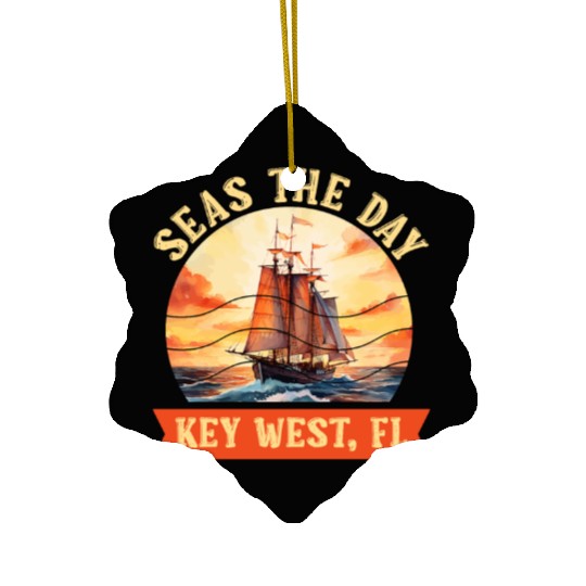 Florida Keys SEAS THE DAY IN KEY-WEST FLORIDA Ceramic Ornaments