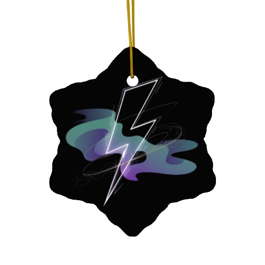 Electric Aurora: Lightning Meets Northern Lights Ceramic Ornaments