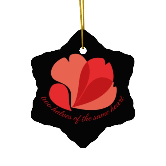 Vintage Botanical Red Poppy Heart Graphic Flower Ceramic Ornaments