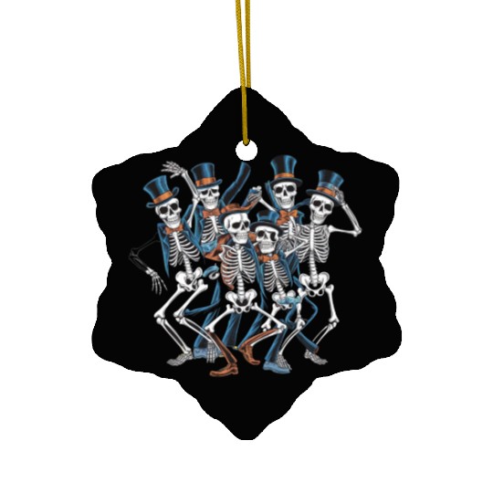 Let's Dance Dancing Skeleton Skull Ceramic Ornaments