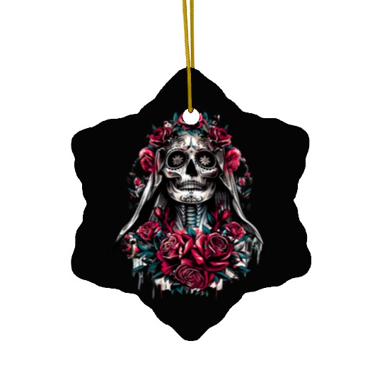 la Santa Muerte Saint Death Mexican Folklore skull Ceramic Ornaments