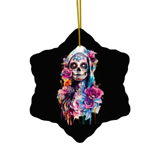 Santa Muerte Saint Mexican Folklore Dead Skull Ceramic Ornaments