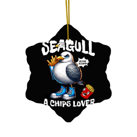 Seagull The Potato Chips Lover Funny Sea Bird Ceramic Ornaments
