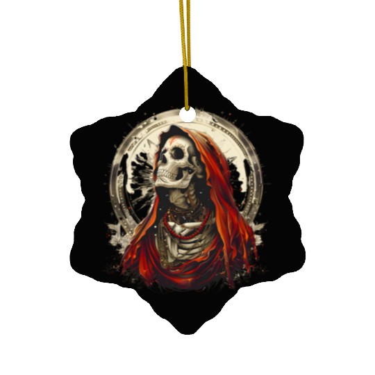 Santa Muerte Saint Death Mexican Sugar Skull Ceramic Ornaments