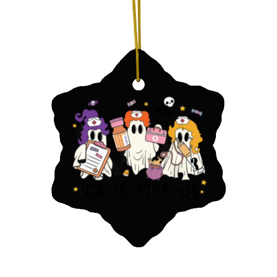 Hocus Poke Us Funny Ghost Vintage Halloween Ceramic Ornaments