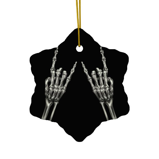 Rock On Rock Star Skeleton Hands Rocker Halloween Ceramic Ornaments