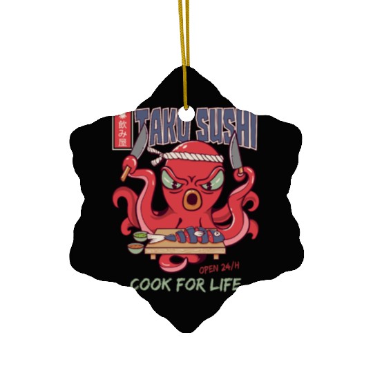 Octopus Sushi Bar Raw fish roll Takoyaki Ceramic Ornaments