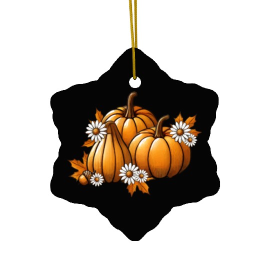 Autumn pumpkins- flowers & leaves in warm colors Ceramic Ornaments