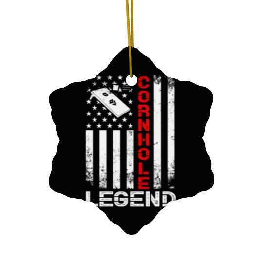 Cornhole Legend US American Flag Ceramic Ornaments