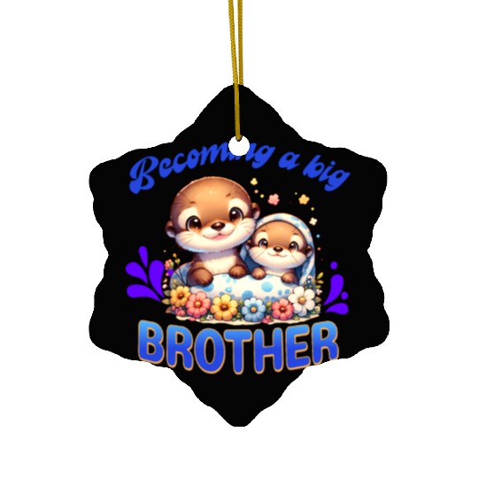 Soon I'll Be A Big Brother, Sweet Otter Brother Ceramic Ornaments