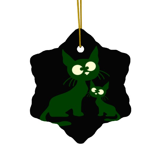 Crazy cat mom dad kitten child kitten family team Ceramic Ornaments