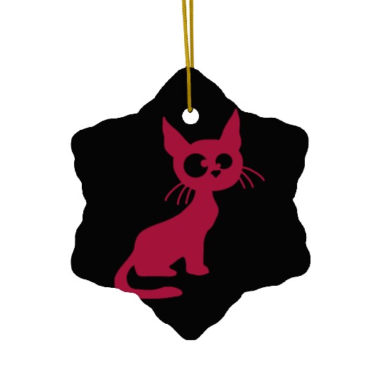 Crazy Cat Squinting Funny Eyes Grimace Fun Cartoon Ceramic Ornaments