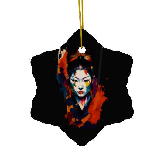 Samurai Warrior Woman – Eye catching Splash Art Ceramic Ornaments