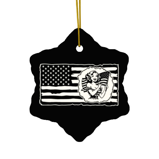 Retro Flag Girl © LIKE US ON FACEBOOK # Ceramic Ornaments