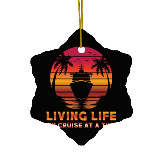 Living Life on Cruise at a Time Retro Tropical Ceramic Ornaments