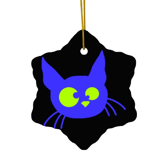 Crazy Cat Squinting Funny Eyes Grimace Fun Cartoon Ceramic Ornaments