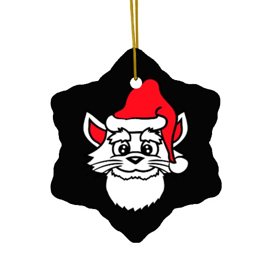Cute Santa Claus Cat Winter Hat Fun Christmas Gift Ceramic Ornaments