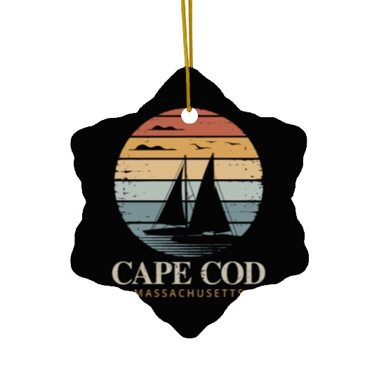 Cape Cod Vintage SunsetMassachusetts Sailing Ceramic Ornaments