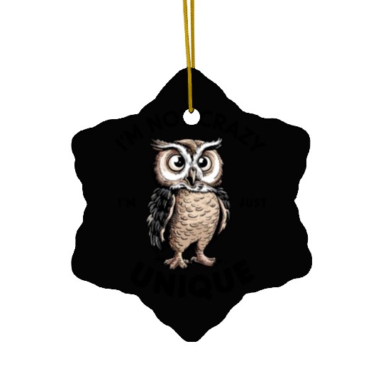 I m Not crazy Im just unique Ceramic Ornaments funny owl gift