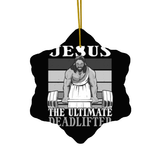 Jesus weightlifting Funny Christian Workout Gym Ceramic Ornaments