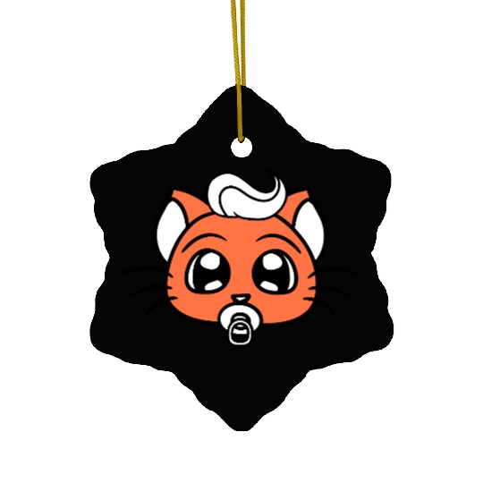 Baby Cat Cute Pacifier Kitten Toddler Child Face Ceramic Ornaments